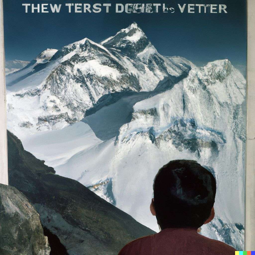 someone gazing at Mount Everest, front page of The New York Times, 1980